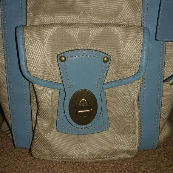 COACH Gigi Legacy Signature-C Canvas Shoulder Bag W/Blue Leather Trim - Picture 7 of 15